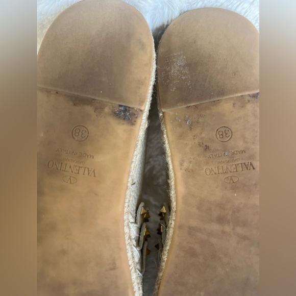 Valentino Rockstud Leather Espadrille Platform Flats - Picture 13 of 16